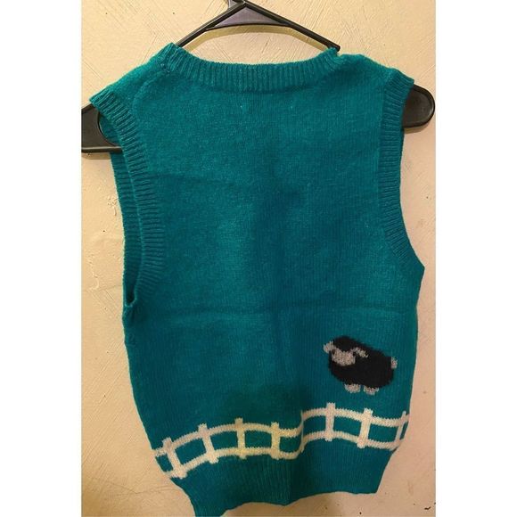 Vintage Robert Scott Ltd Shetland wool sweater vest size 34 Made in Hong Kong Bl - Picture 6 of 7